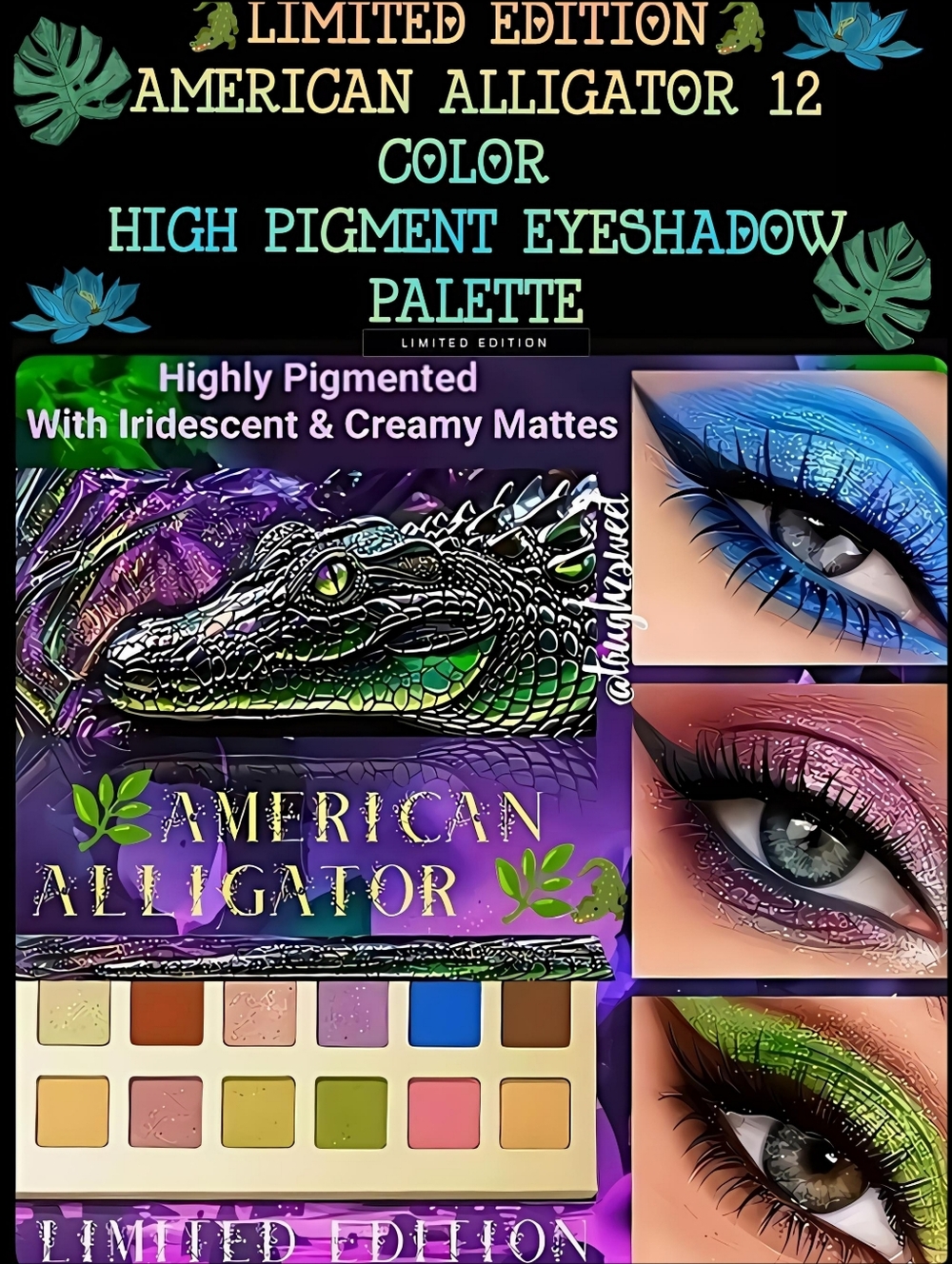🆕️LIMITED EDITION🐊AMERICAN ALLIGATOR 12 COLOR HIGH PIGMENT EYESHADOW PALETTE